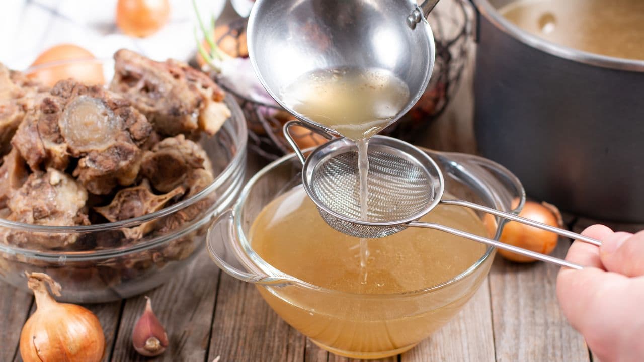 Bowl of pork bone broth